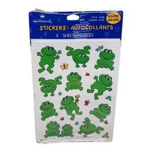 Vtg HALLMARK Acid Free stickers happy frogs butterflies ladybugs Sealed 4 Sheets